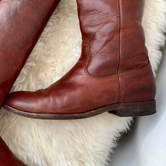 Frye Melissa Button Cognac Brown Tall Riding Boots - Picture 6 of 16